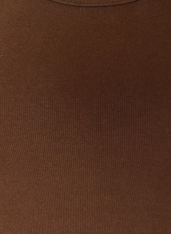 Ribtop i bomuld med h&oslash;j hals, Brun, Packshot image number 2