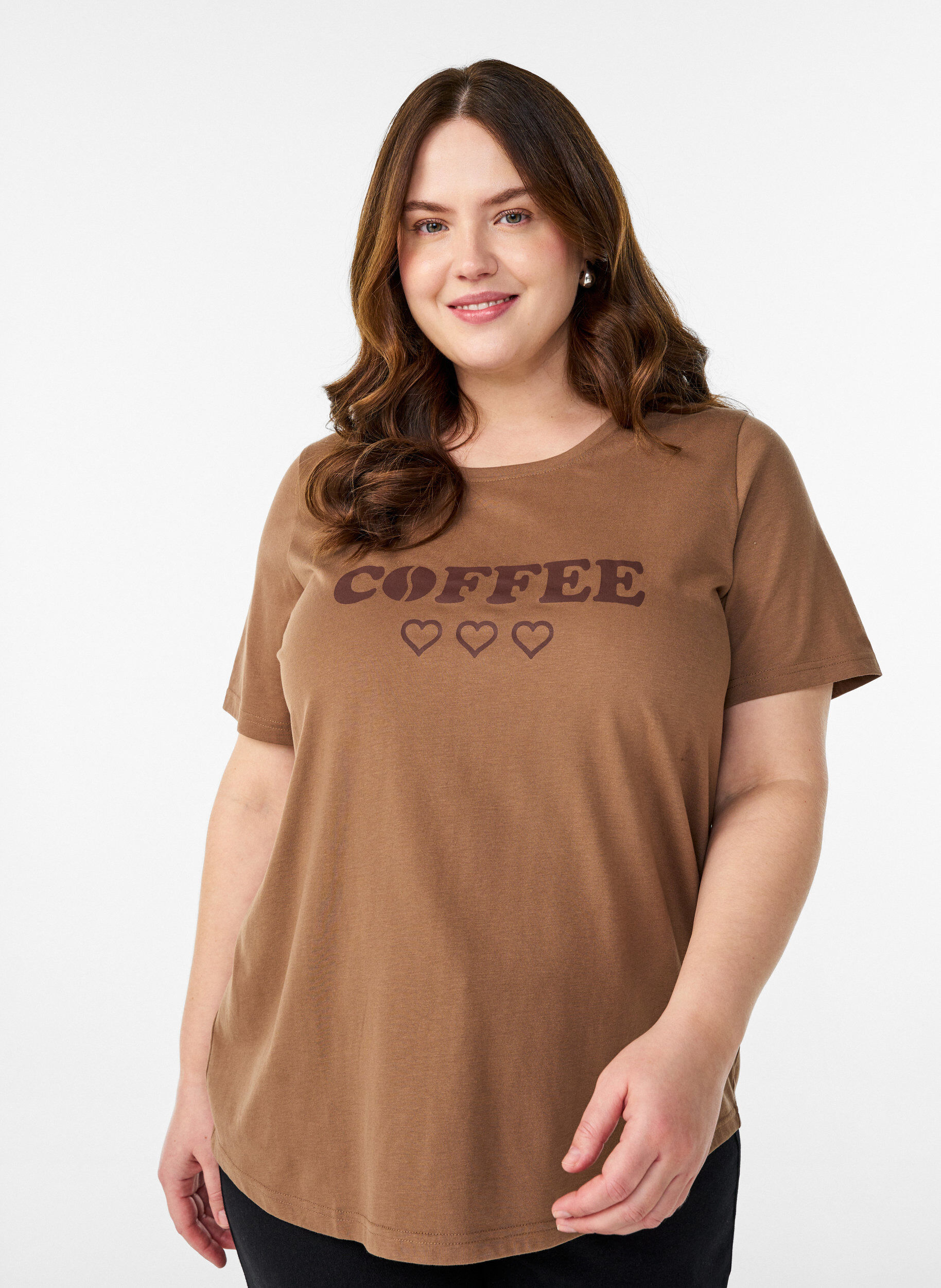 ZizziT-shirt med motiv, Brun, Model image number 0