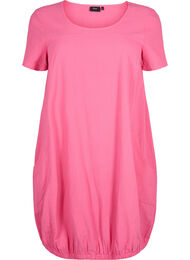 Kortærmet kjole i bomuld , Shocking Pink
