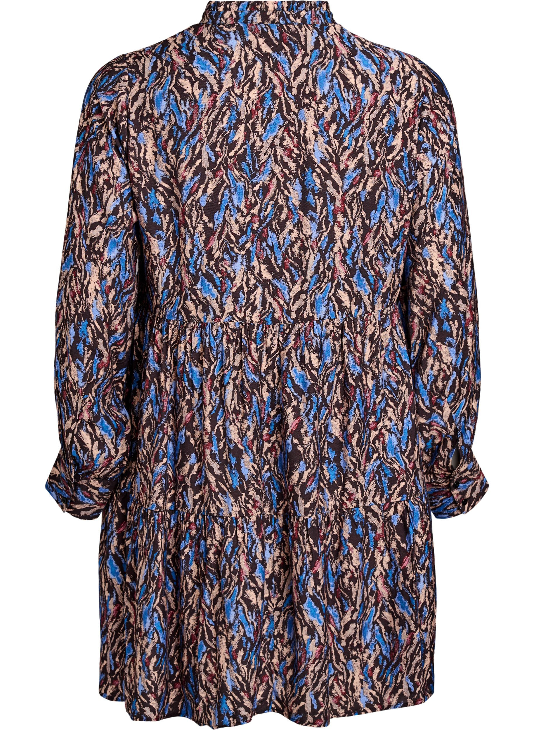 Zizzi A-formet kjole med fl&aelig;sekrave, Bl&aring;, Packshot image number 1