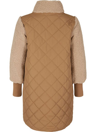 Quiltet jakke med teddy og lommer, Tobacco Brown Comb, Packshot image number 1