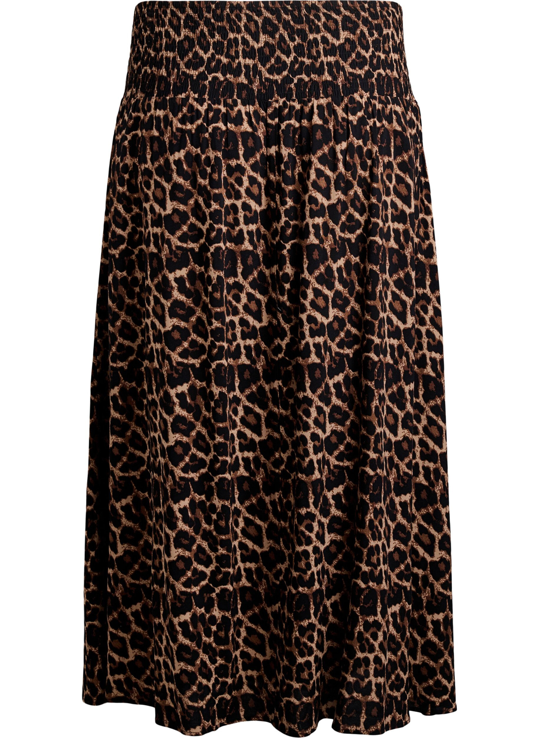 ZizziMaxinederdel i viskose med smock, Brun, Packshot image number 1