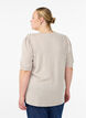 Bluse med knapdetalje og korte puf&aelig;rmer, Beige, Model image number 2