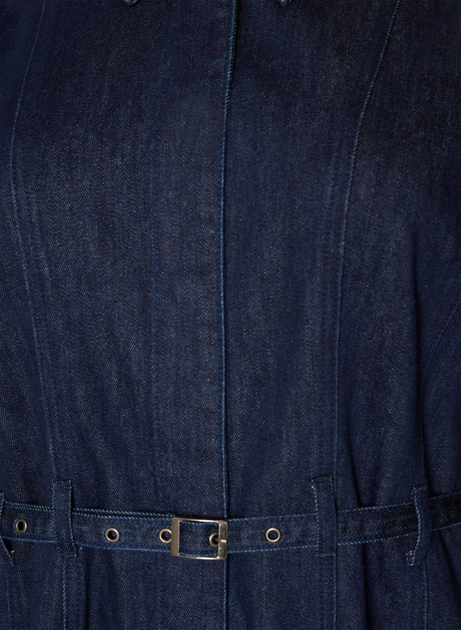 ZizziDenimkjole med b&aelig;lte og 3/4-&aelig;rmer, Bl&aring;, Packshot image number 2