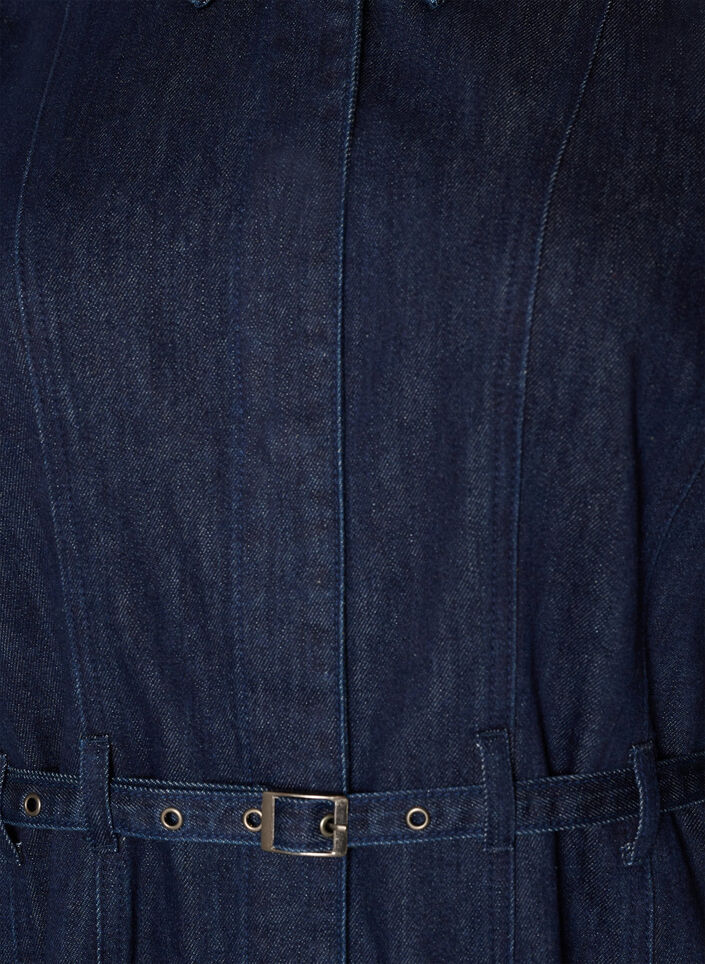 Denimkjole med b&aelig;lte og 3/4-&aelig;rmer, Bl&aring;, Packshot image number 2