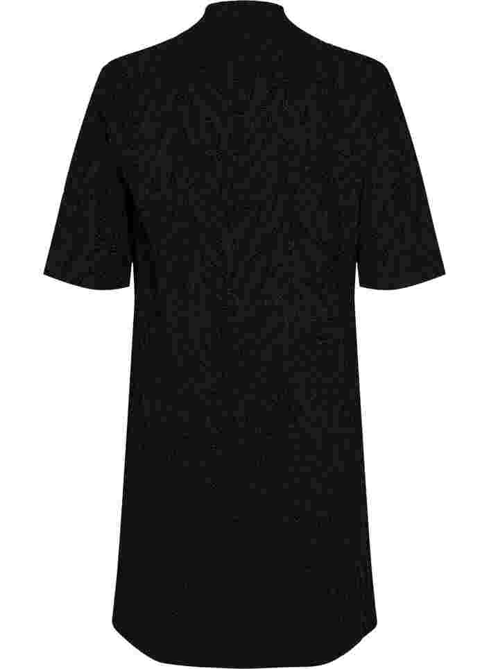 Mønstret kjole med glitter og korte ærmer, Black/Black Lurex, Packshot image number 1
