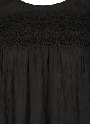 Viskose bluse med a-form og blonder, Black, Packshot image number 2