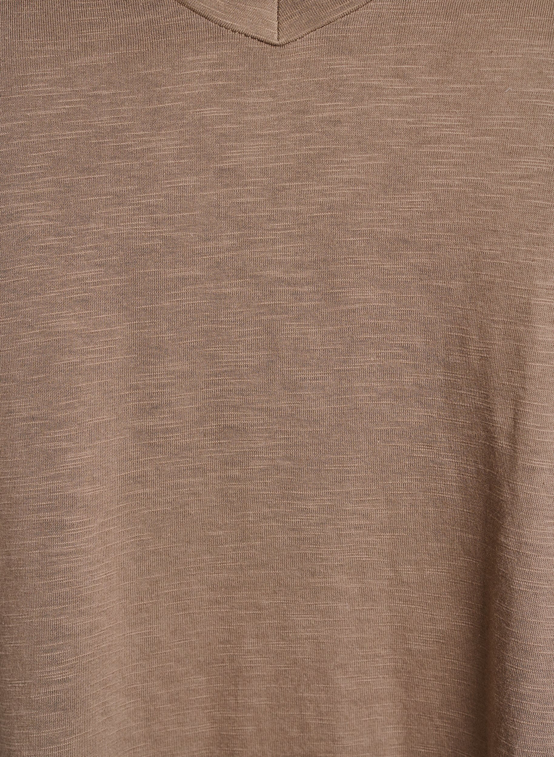 ZizziKort&aelig;rmet basis t-shirt med v-hals, Brun, Packshot image number 2