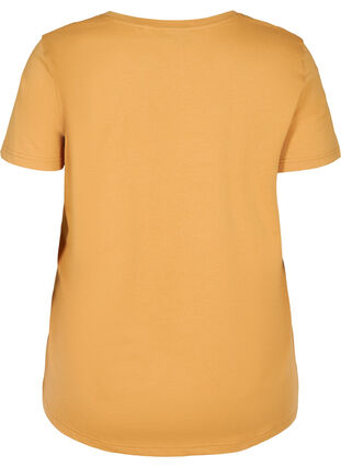 Økologisk bomulds t-shirt med v-hals og front print, Apple Cinnamon, Packshot image number 1