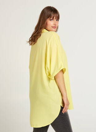 Kortærmet oversize skjorte, Sunny Lime, Model image number 1
