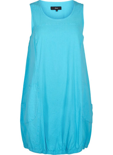Ærmeløs kjole i bomuld, River Blue, Packshot image number 0