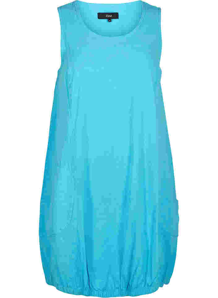 Ærmeløs kjole i bomuld, River Blue, Packshot image number 0