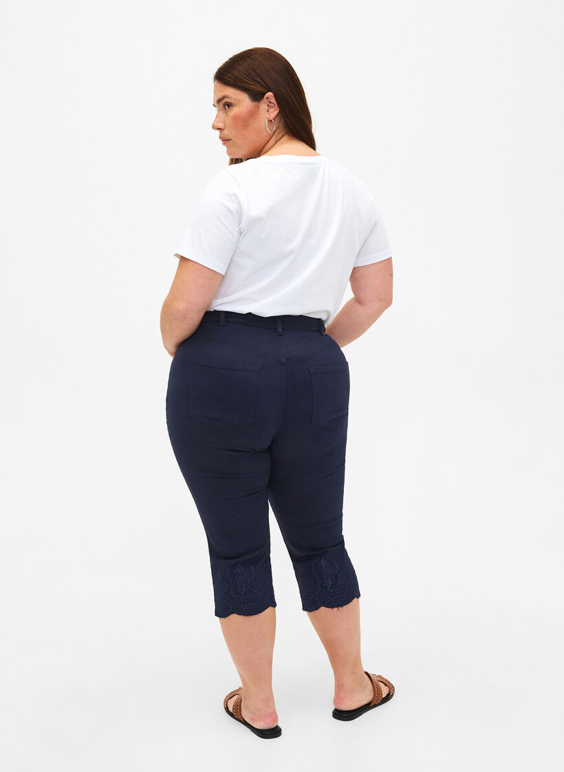 Knickers med høj talje og broderi anglaise , Night Sky, Model image number 1