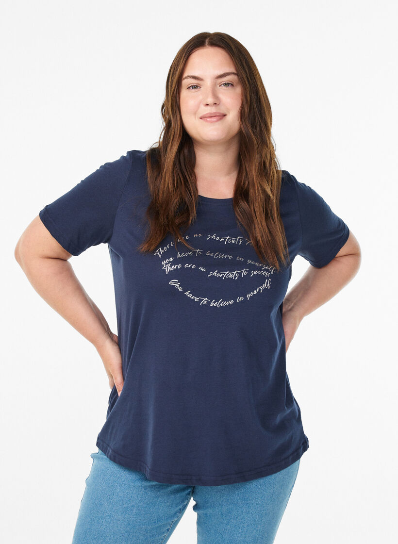 T-shirt med motiv, Bl&aring;, Model image number 0