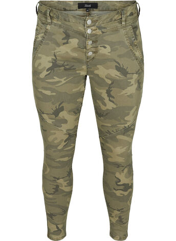 Tætsiddende bukser med camouflageprint