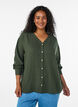 Bluse i h&oslash;r og viskose med V-udsk&aelig;ring, Gr&oslash;n, Model image number 0