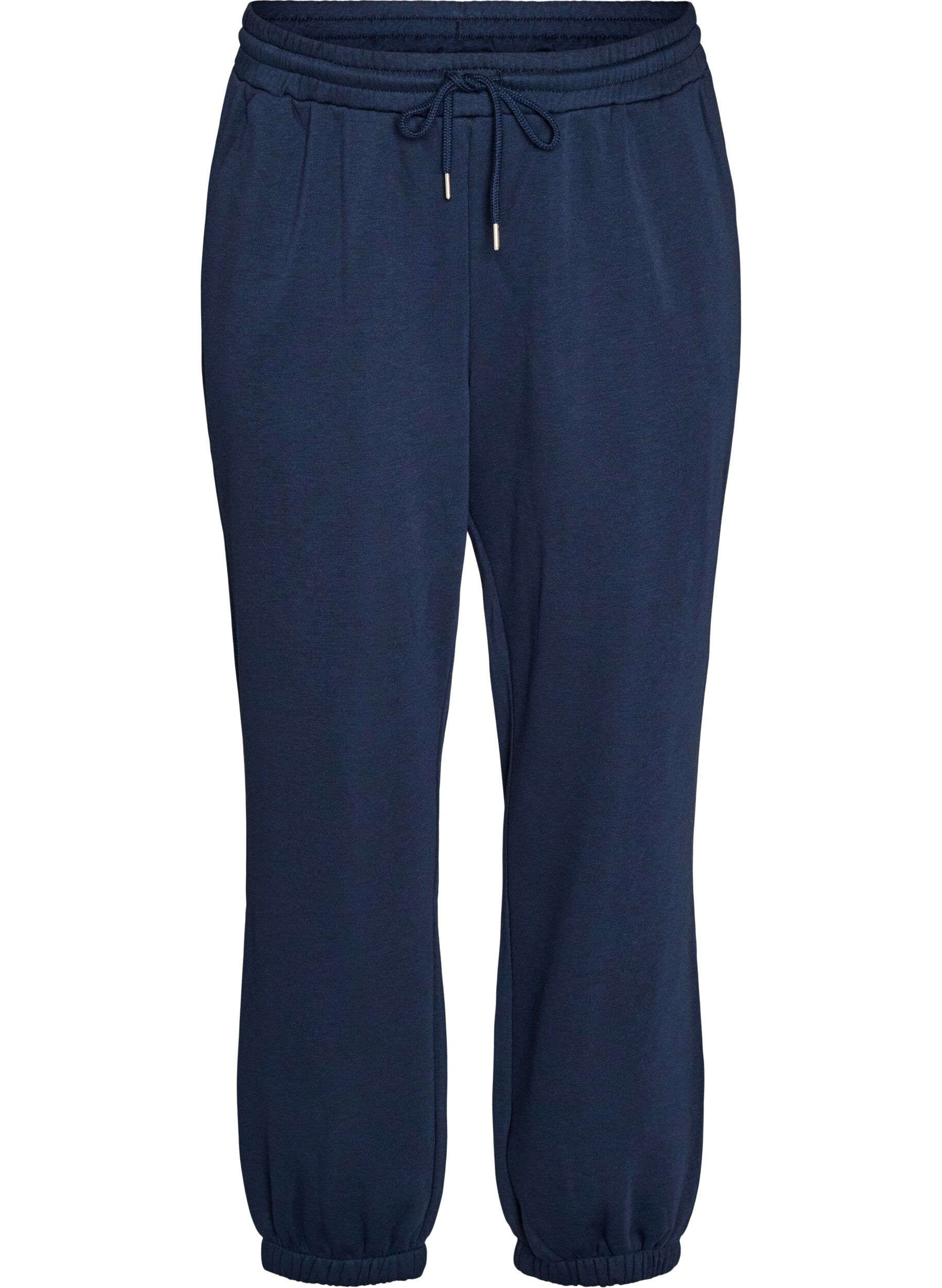 ZizziSweatpants med h&oslash;j talje og bindeb&aring;nd, Bl&aring;, Packshot image number 0
