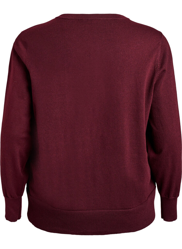 Finstrikket cardigan med rund hals, R&oslash;d, Packshot image number 1