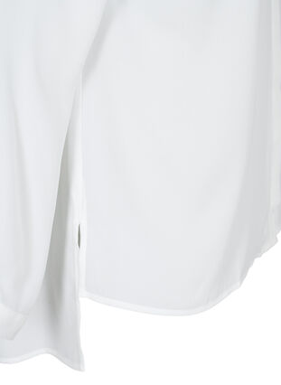 Ensfarvet skjorte med v-udskæring, Bright White, Packshot image number 3