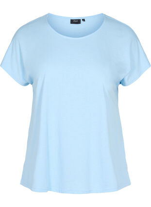 T-shirt i bomuldsmix, Chambray Blue, Packshot image number 0
