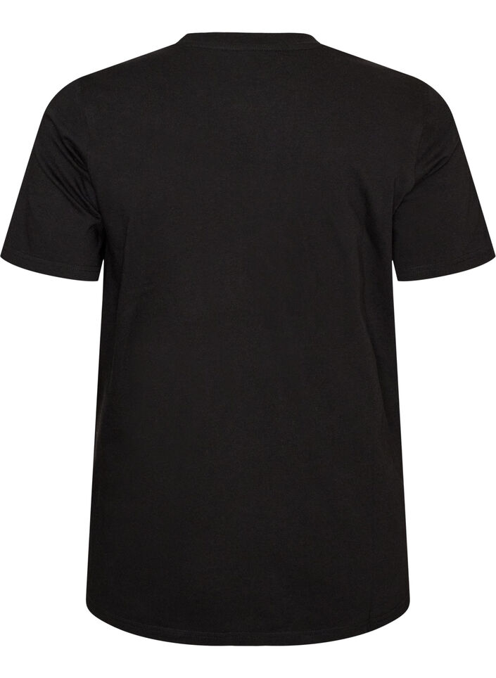 T-shirt i bomuld med tekstprint, Sort, Packshot image number 1