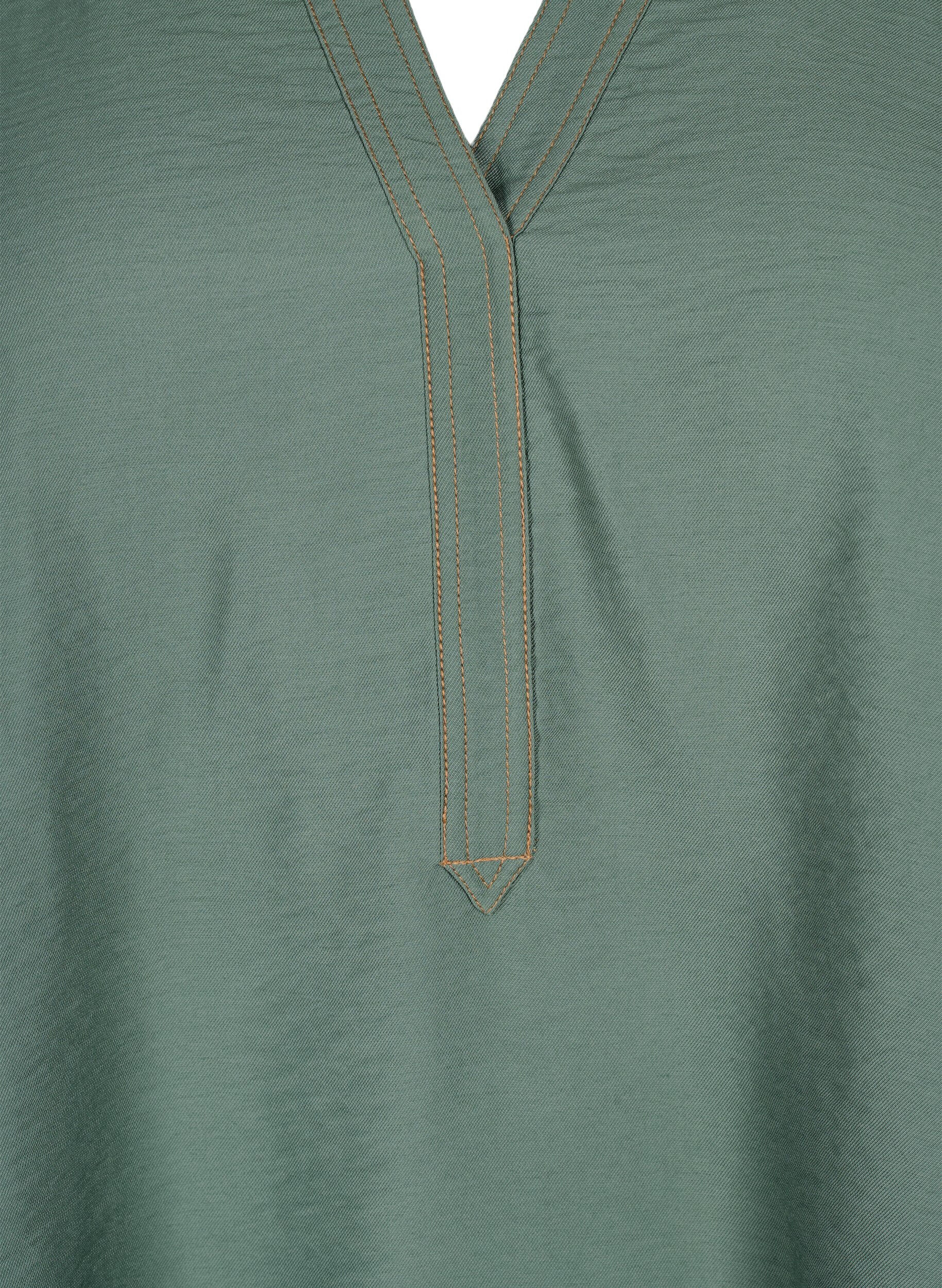 Zizzi Bluse med fl&aelig;ser, Duck Green, Packshot image number 2