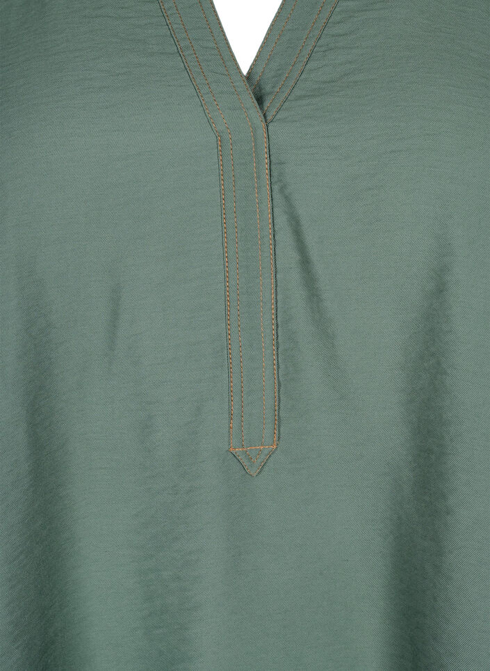 Bluse med flæser, Duck Green, Packshot image number 2