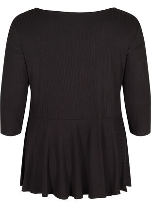 Viskose bluse med 3/4 ærmer og lynlås, Black, Packshot image number 1