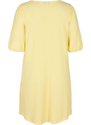 Kjole med pufærmer og v-hals, Mellow Yellow, Packshot image number 1