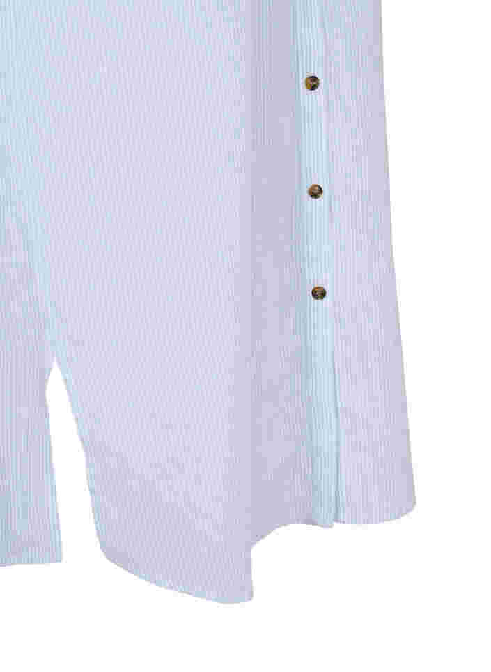 Lang stribet skjortekjole i bomuld, Blue Stripe, Packshot image number 3