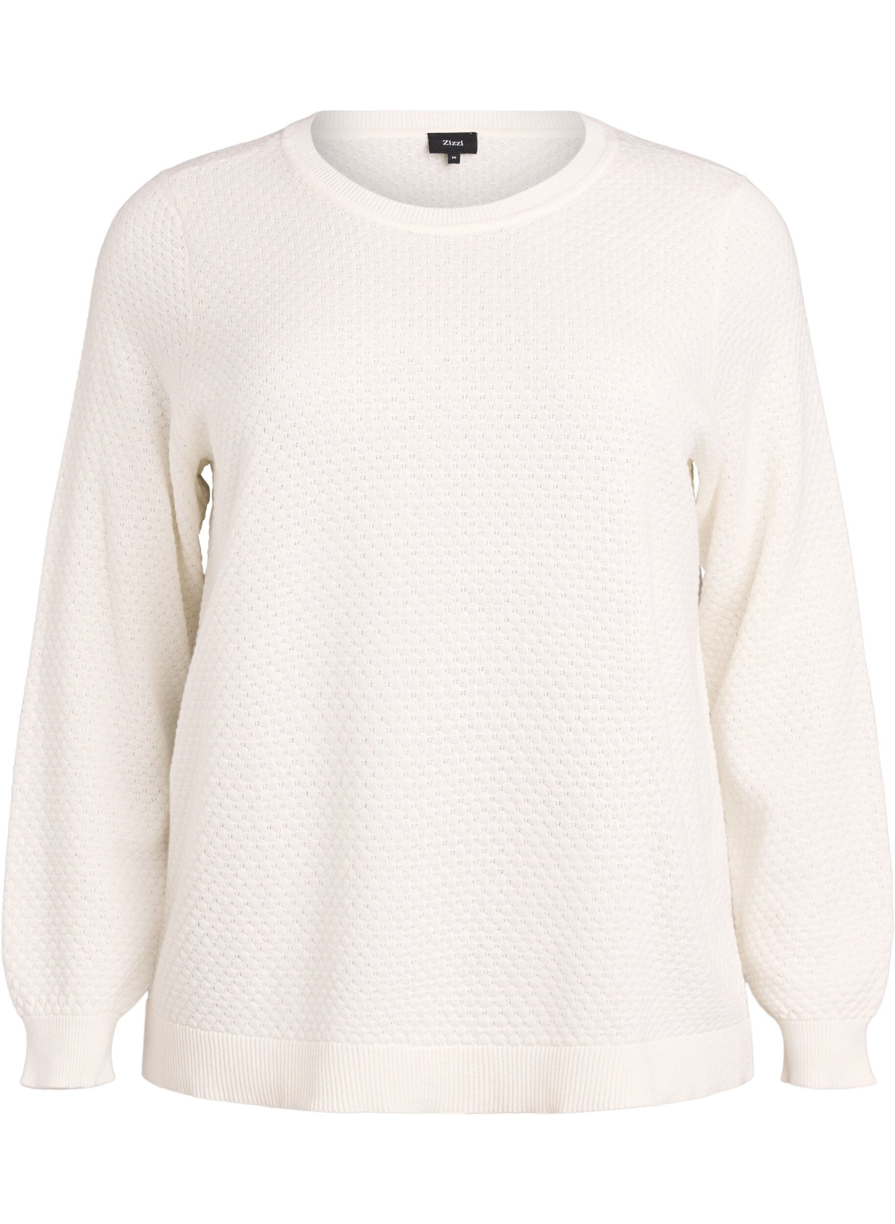 Strikbluse i bomuld med strukturm&oslash;nster