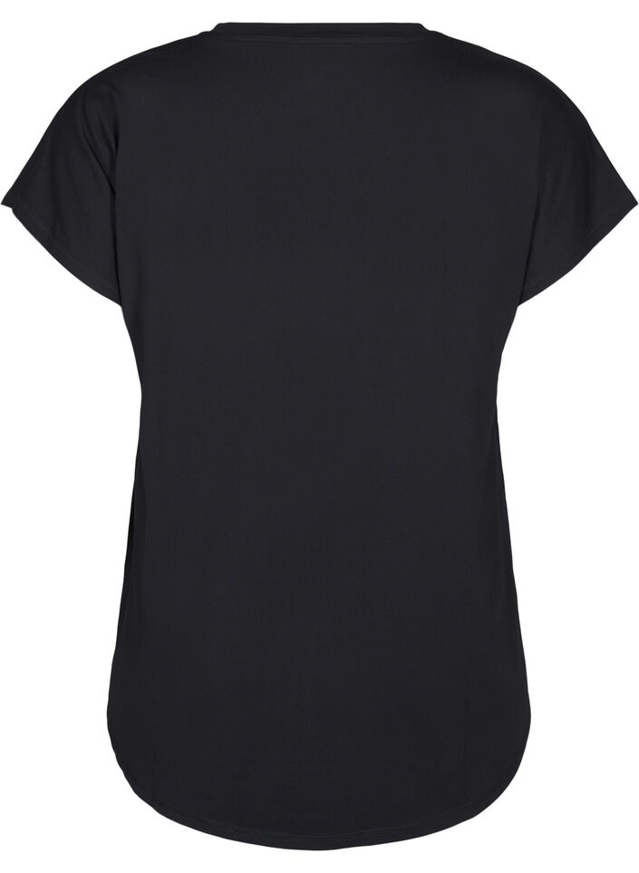Trænings t-shirt med v-hals, Black, Packshot image number 1