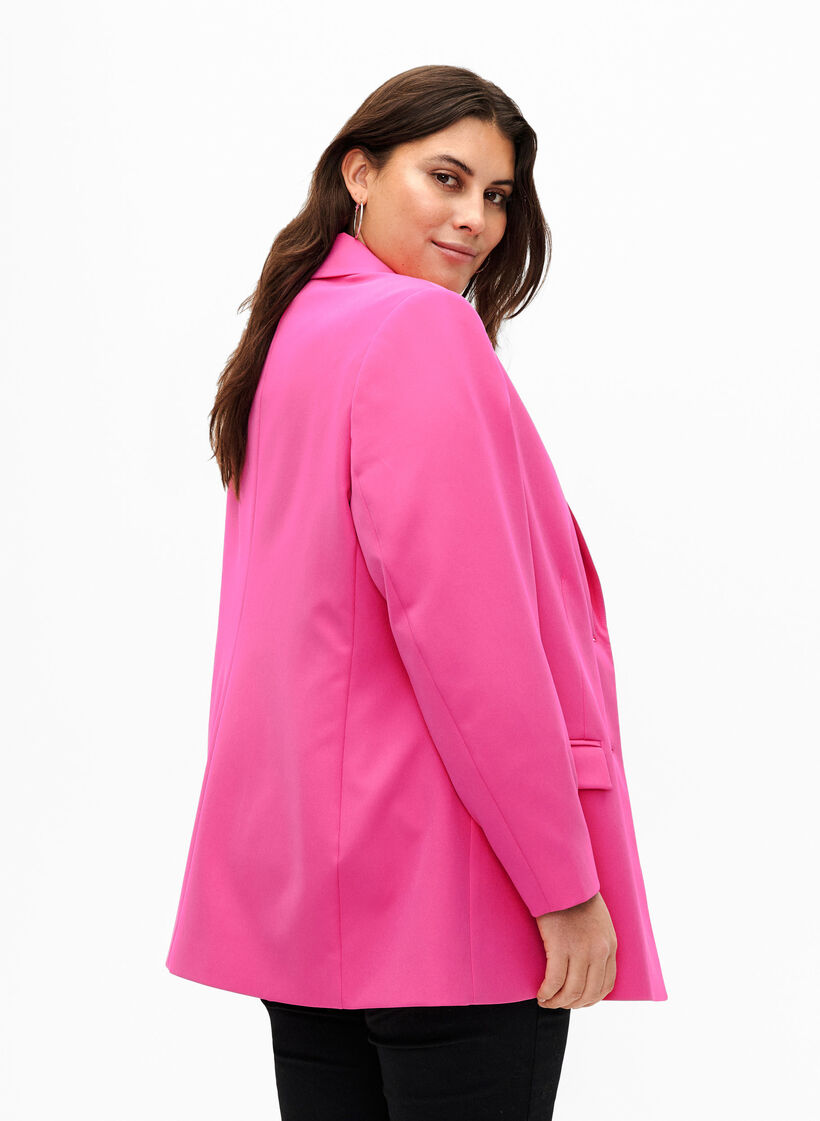 Klassisk blazer med knaplukning, Pink Yarrow, Model image number 1