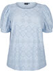 Kortærmet bluse med hulmønster, Cashmere Blue, Packshot image number 0