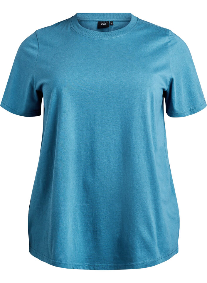 Basis t-shirt i bomuld med rund hals , Gr&aring;, Packshot image number 0