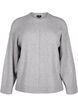 Strikbluse med rund hals og midtersøm, Light Grey Melange, Packshot image number 0