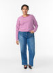 Stribet bluse med lange &aelig;rmer, Lilla, Model image number 1