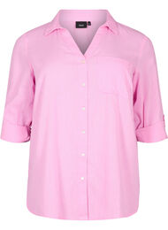 Skjortebluse med knaplukning, Begonia Pink