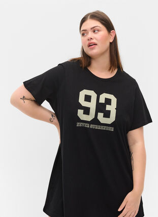 Oversize nat t-shirt i økologisk bomuld, Black w. 93, Model image number 2