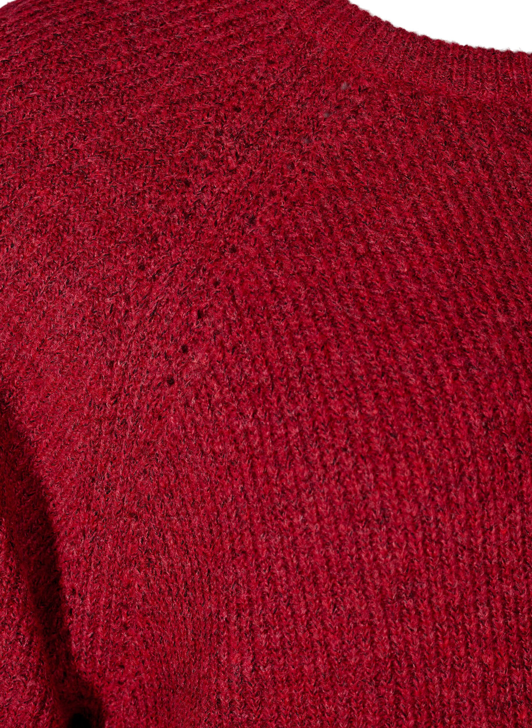 ZizziRibstrikket tr&oslash;je med 3/4 &aelig;rmer, R&oslash;d, Packshot image number 3