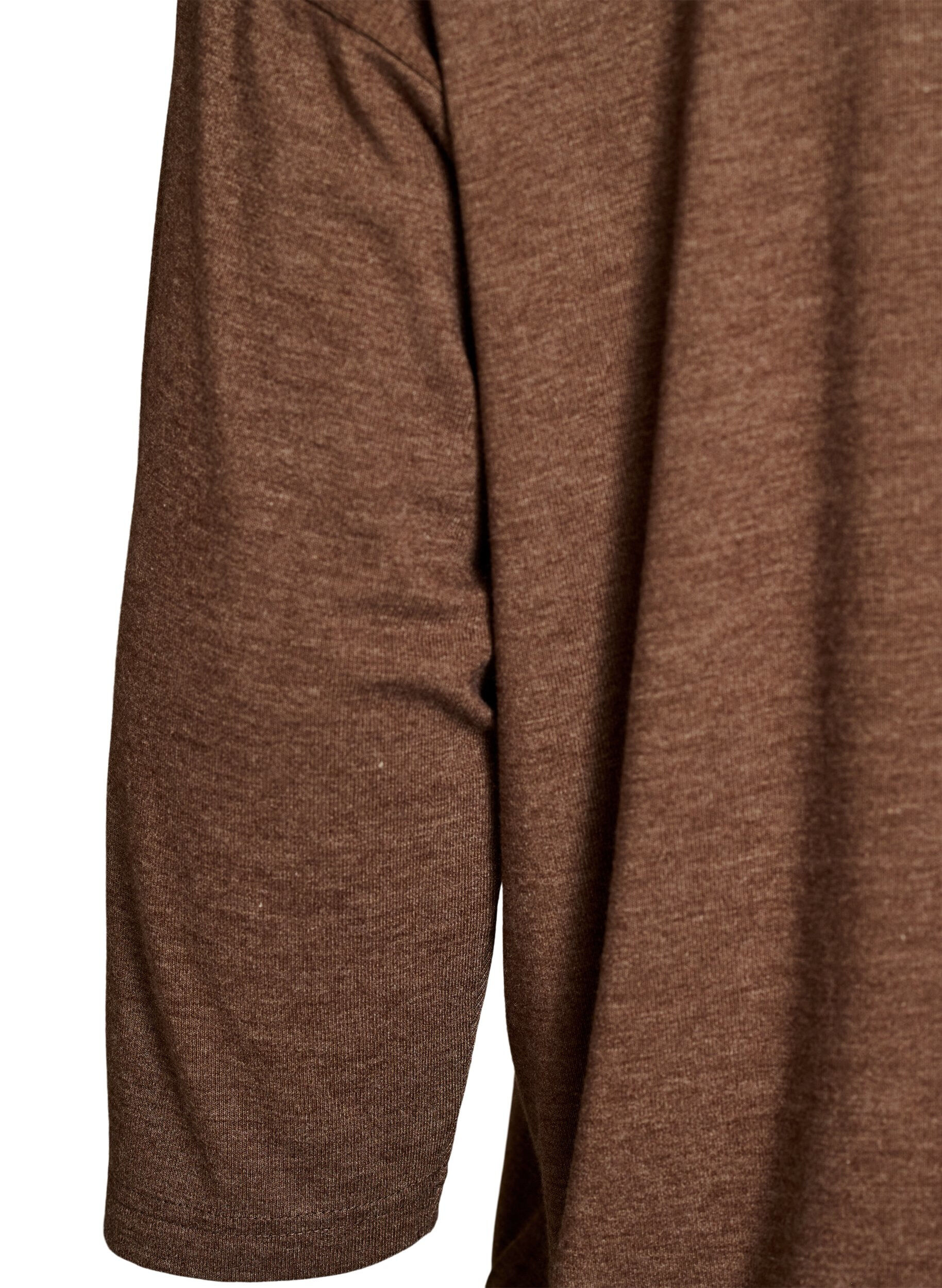 Zizzi Jerseybluse med 3/4 &aelig;rmer, Brun, Packshot image number 3