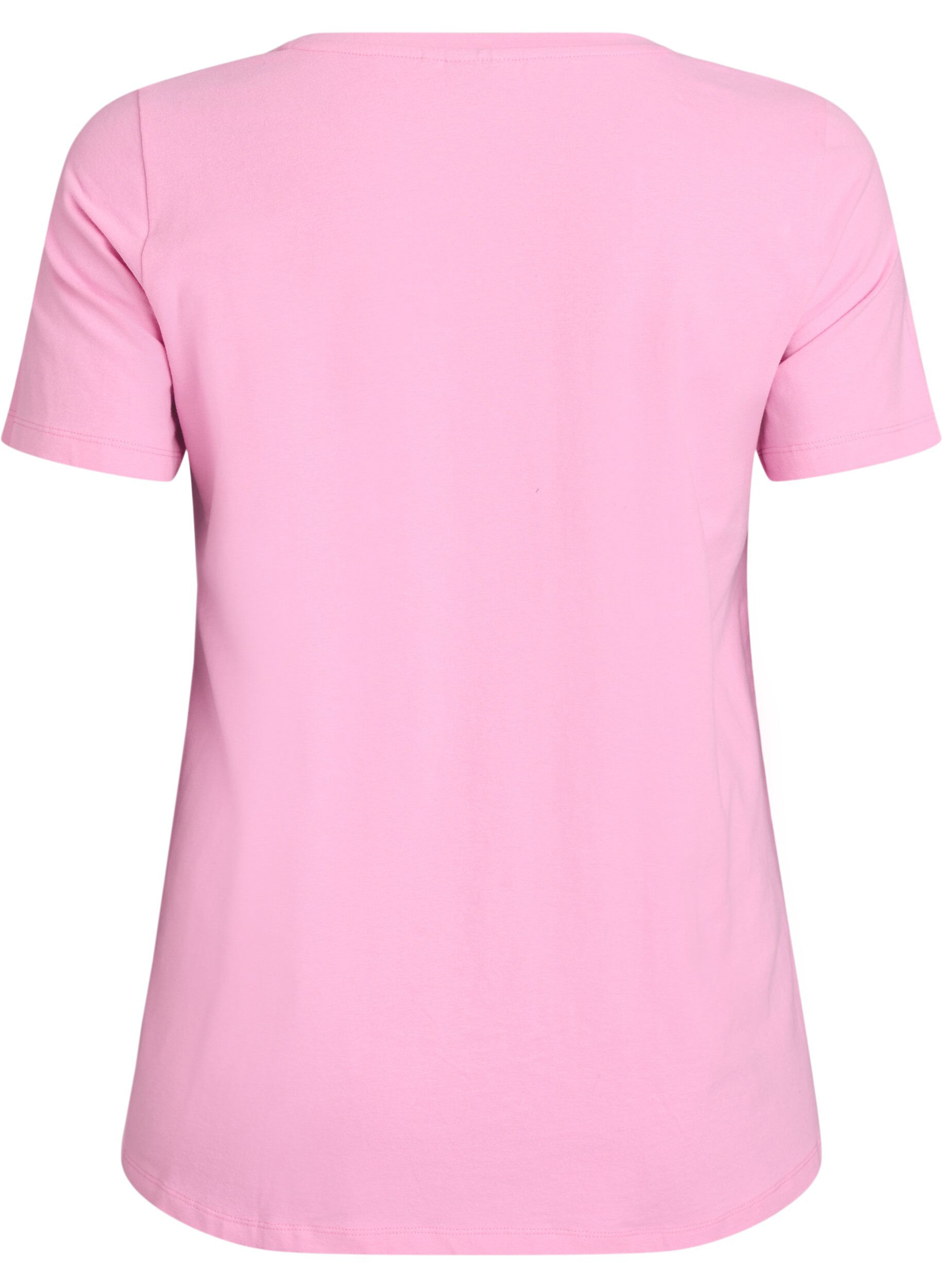 ZizziEnsfarvet basis t-shirt i bomuld, Lyser&oslash;d, Packshot image number 1