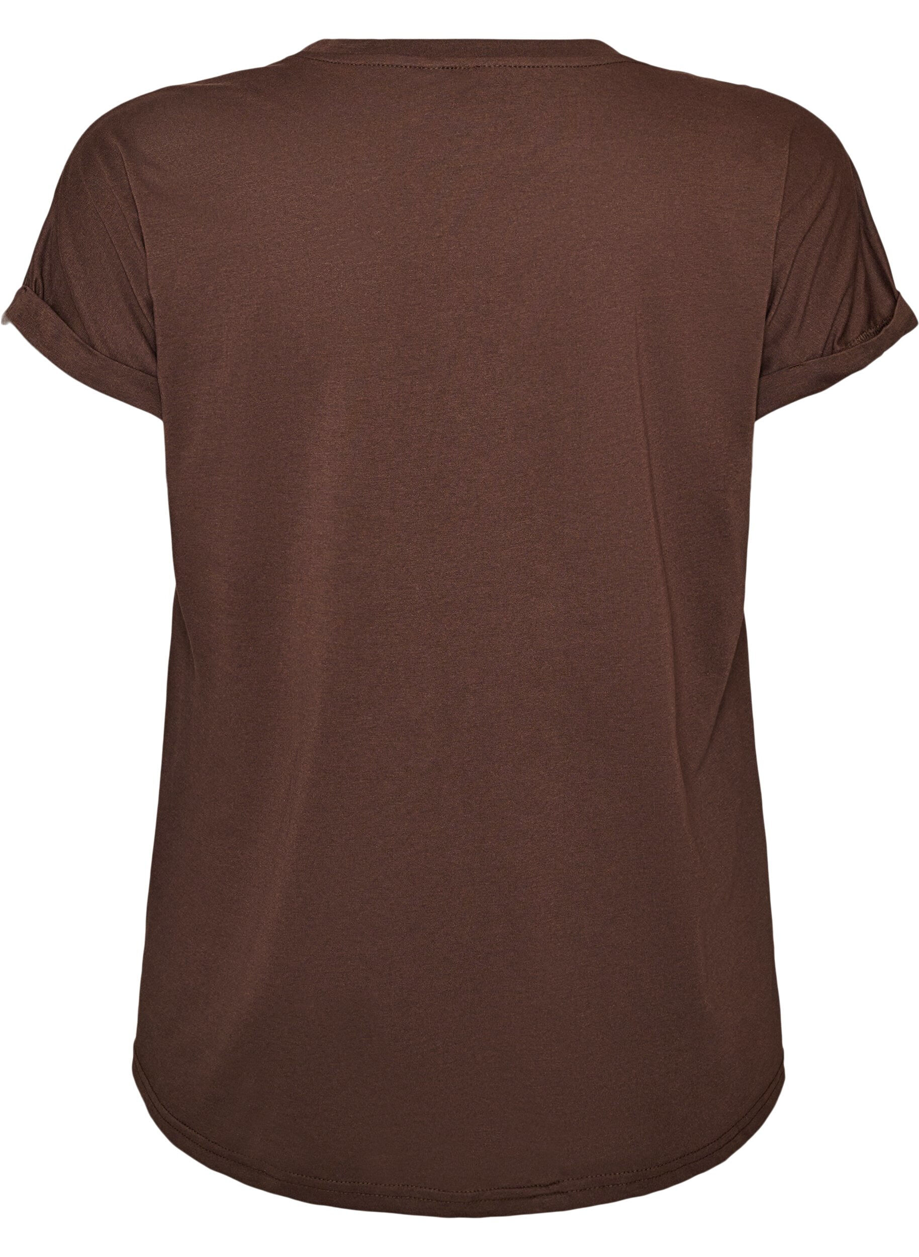 ZizziKort&aelig;rmet t-shirt i bomuldsblanding, Brun, Packshot image number 1