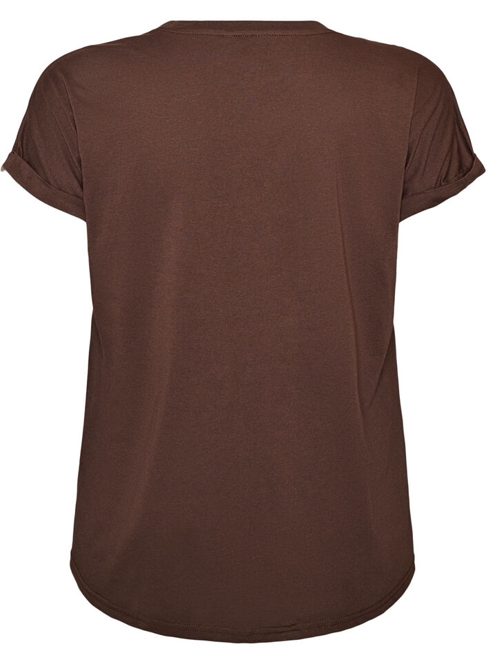 Kort&aelig;rmet t-shirt i bomuldsblanding, Brun, Packshot image number 1
