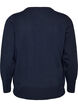 Finstrikket cardigan med rund hals, Bl&aring;, Packshot image number 1