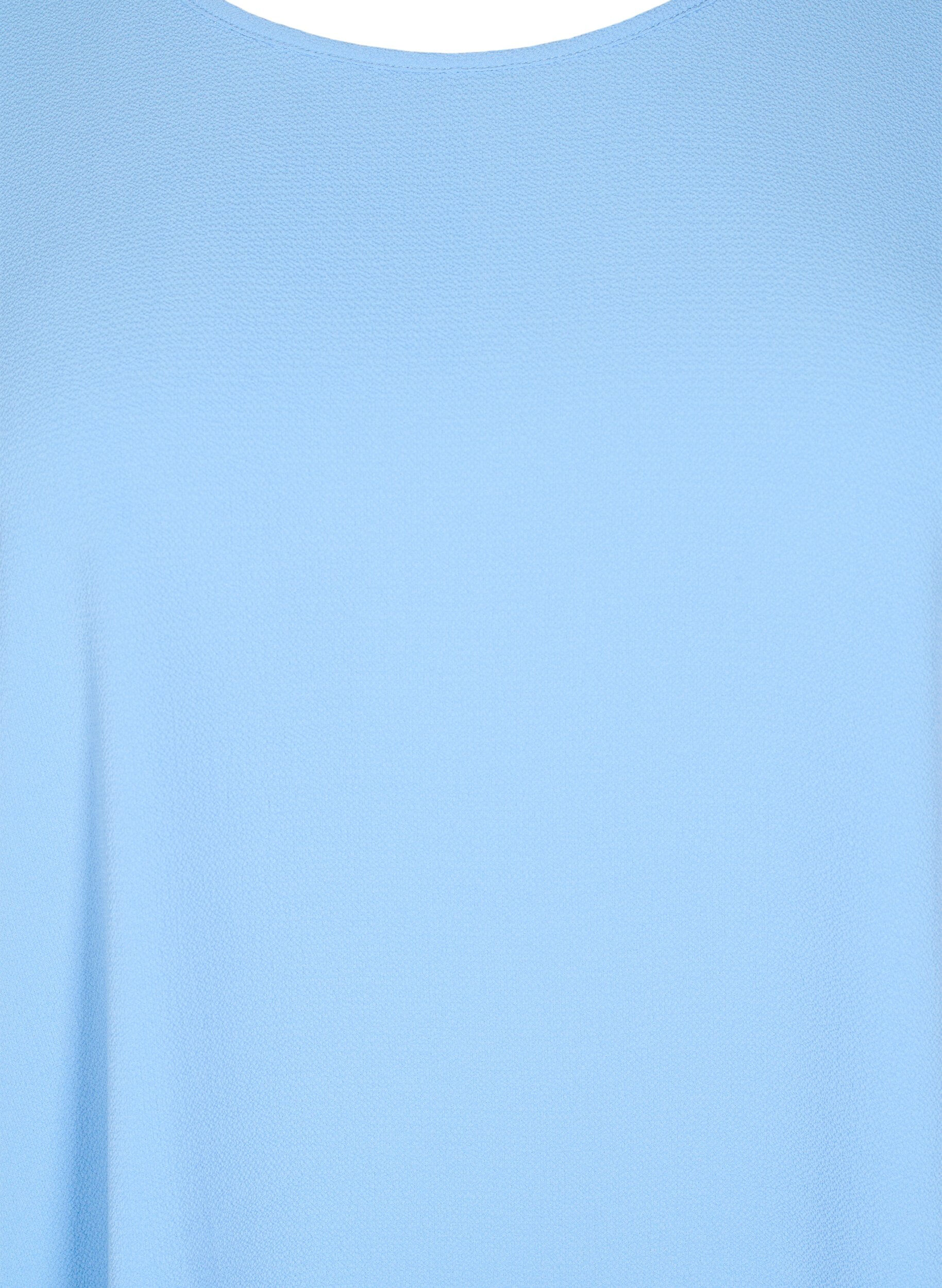 Zizzi Bluse med korte &aelig;rmer og rund halsudsk&aelig;ring, Bl&aring;, Packshot image number 2