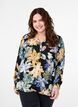 Langærmet bluse med blomsterprint, Yellow Flower AOP, Model image number 0