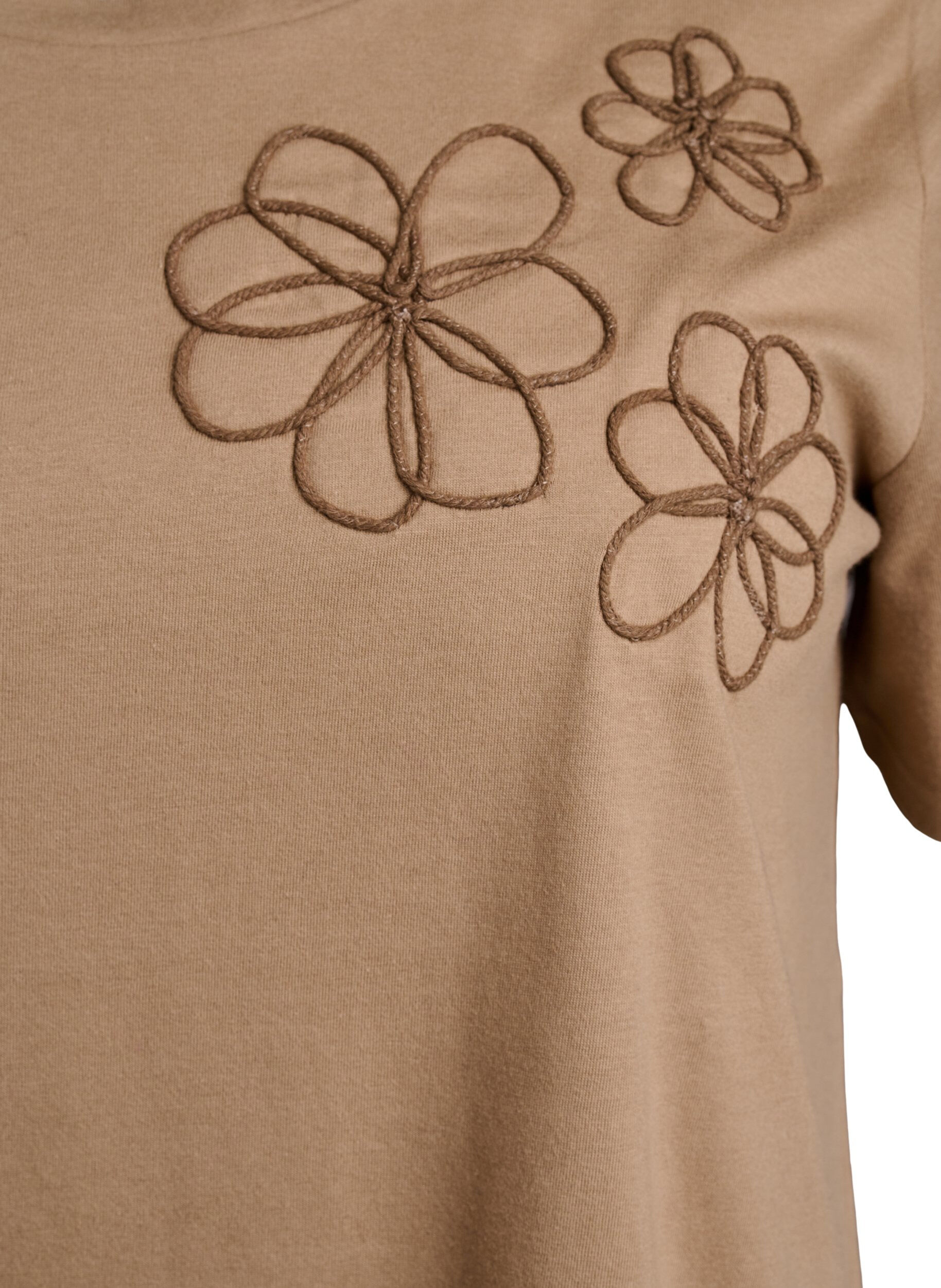Zizzi T-shirt med dekorative detaljer , Beige, Packshot image number 2