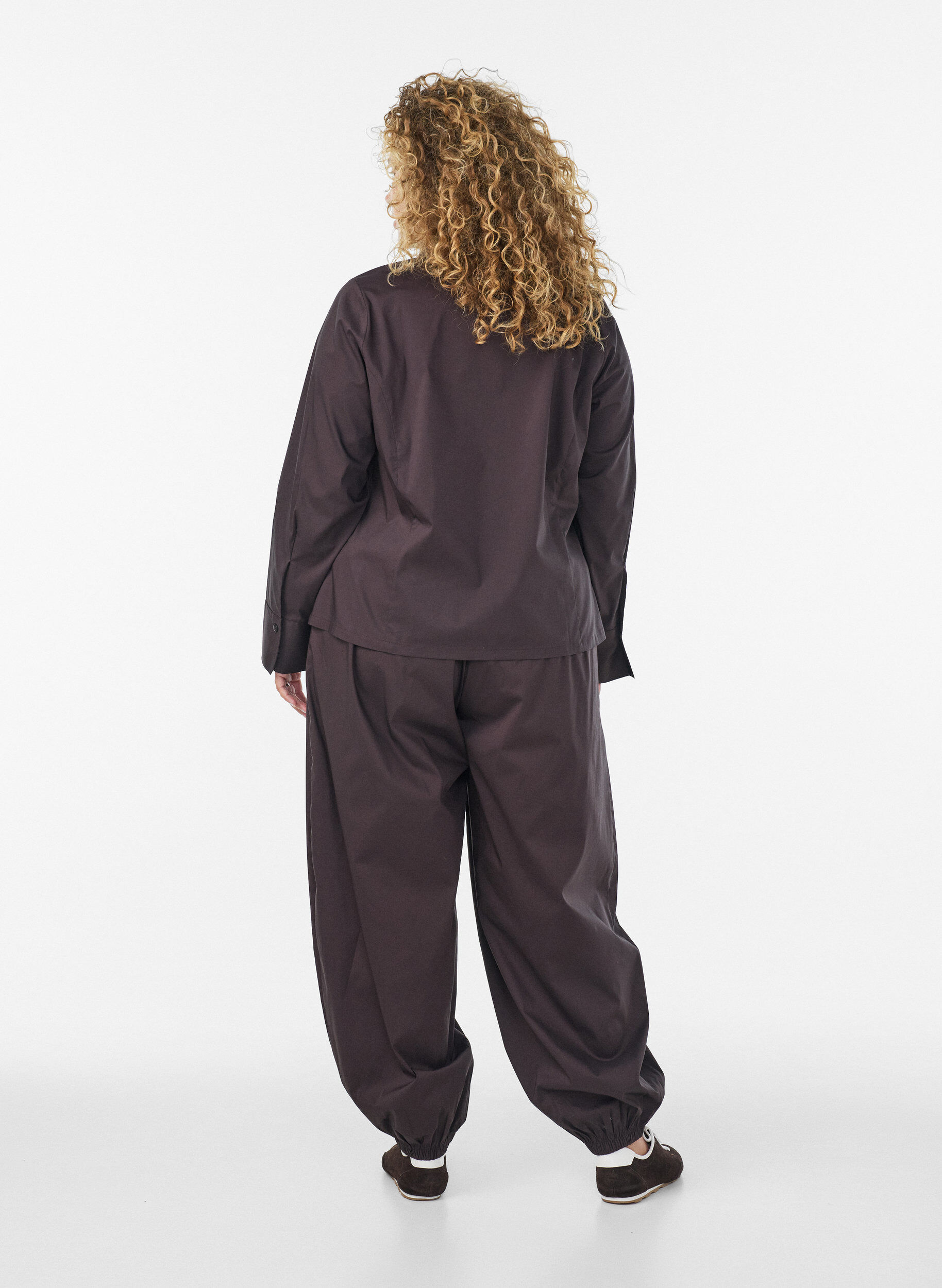 ZizziKort skjorte med tovejslynl&aring;s, Brun, Model image number 2