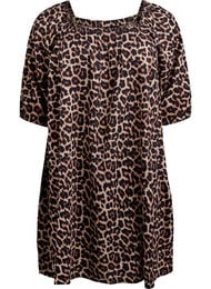 Strandkjole i viskose med print, Beige